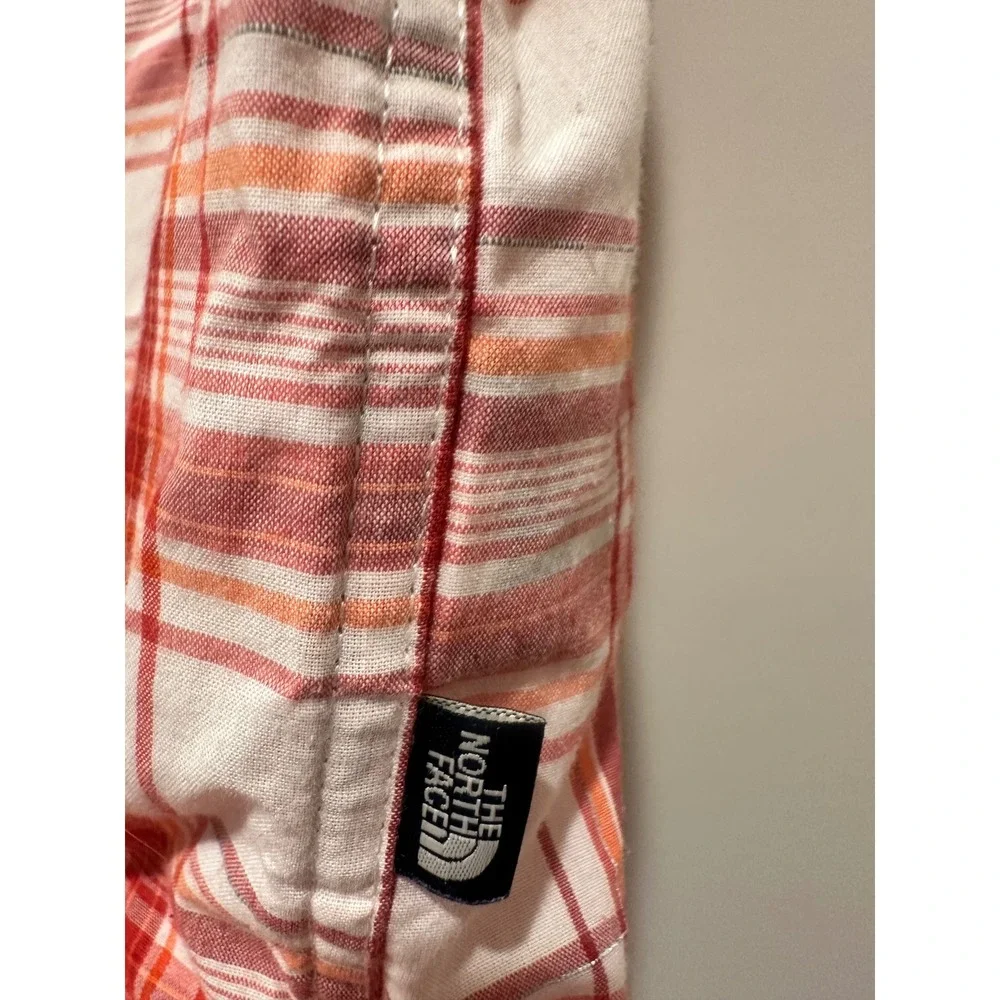 The North Face Mens Red Plaid Short Sleeve Button Up Hiking Shirt Large